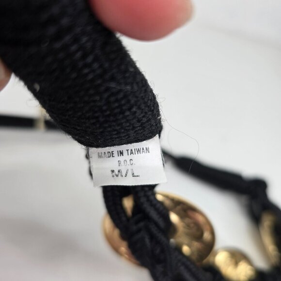 Vintage Made in Taiwan Medallion Gold Tone Woven Rope Hip Waist Belt - Picture 6 of 10